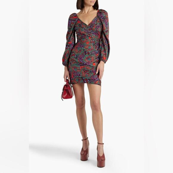 Veronica Beard Bellino Paisley Long Sleeve Silk Blend Dress - Picture 1 of 4
